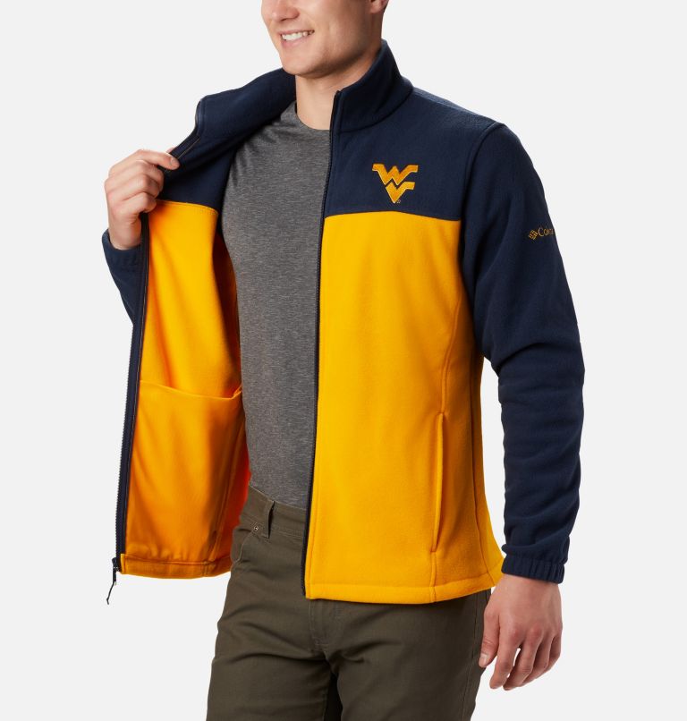Men's Collegiate Flanker III Fleece Jacket - West Virginia University, Color: WV - Collegiate Navy, MLB Gold