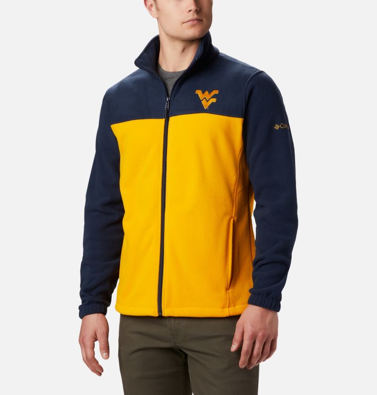 Thumbnail: Men's Collegiate Flanker III Fleece Jacket - West Virginia University, Color: WV - Collegiate Navy, MLB Gold, image 1