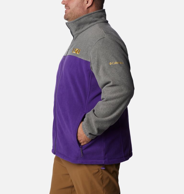 Thumbnail: CLG Flanker III Fleece Jacket | 046 | 6X, Color: LSU - Charcoal Heather, Vivid Purple, image 3