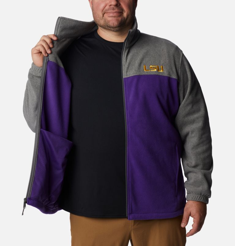 Thumbnail: Men's Collegiate Flanker III Fleece Jacket - Big - LSU, Color: LSU - Charcoal Heather, Vivid Purple, image 5