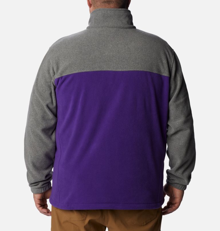 Thumbnail: Men's Collegiate Flanker III Fleece Jacket - Big - LSU, Color: LSU - Charcoal Heather, Vivid Purple, image 2