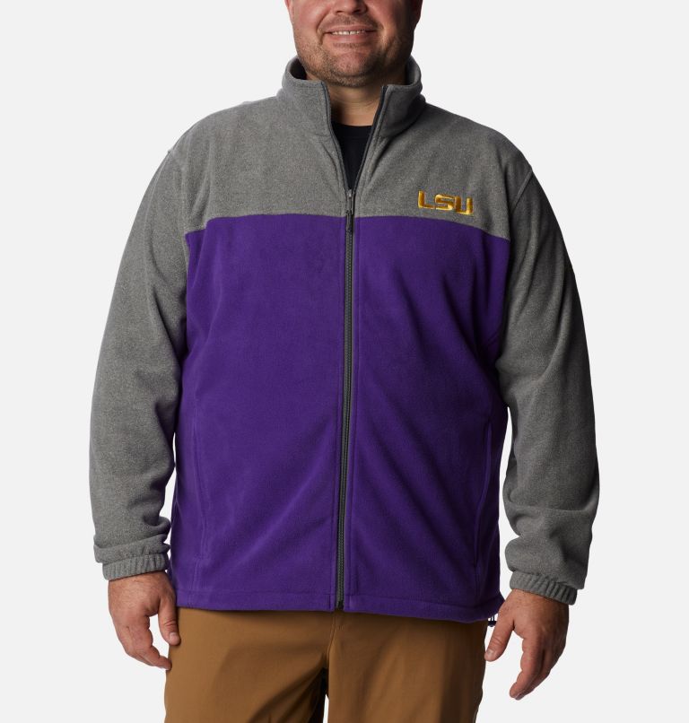 Thumbnail: Men's Collegiate Flanker III Fleece Jacket - Big - LSU, Color: LSU - Charcoal Heather, Vivid Purple, image 1