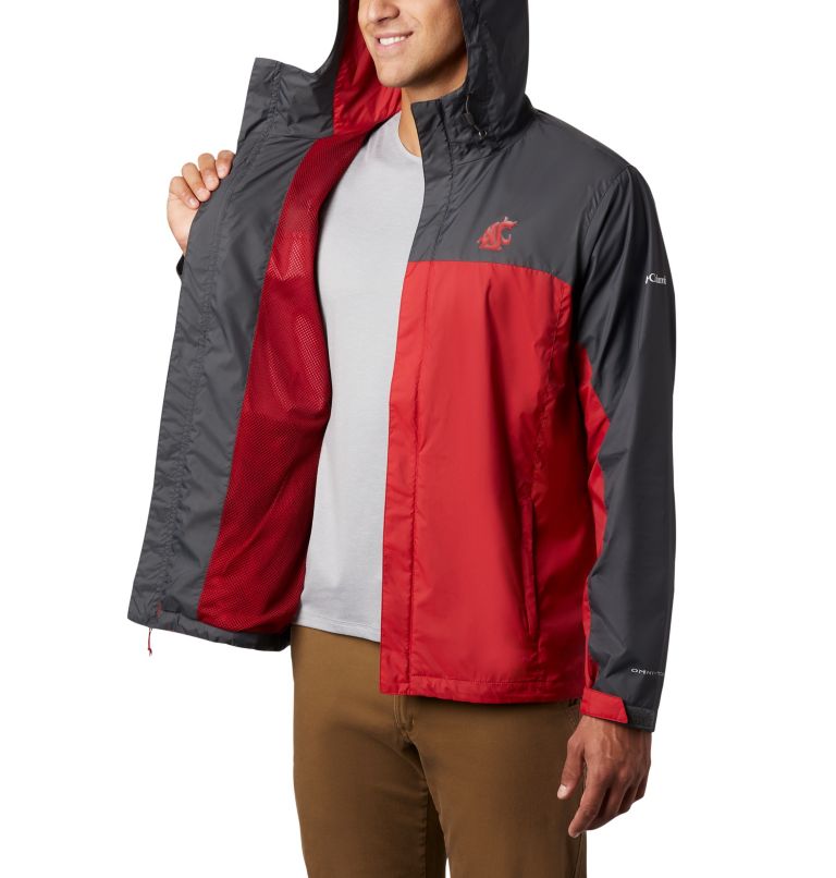 Thumbnail: Men's Collegiate Glennaker Storm Rain Jacket - Washington State, Color: WAZ - Dark Grey, Red Velvet, image 5