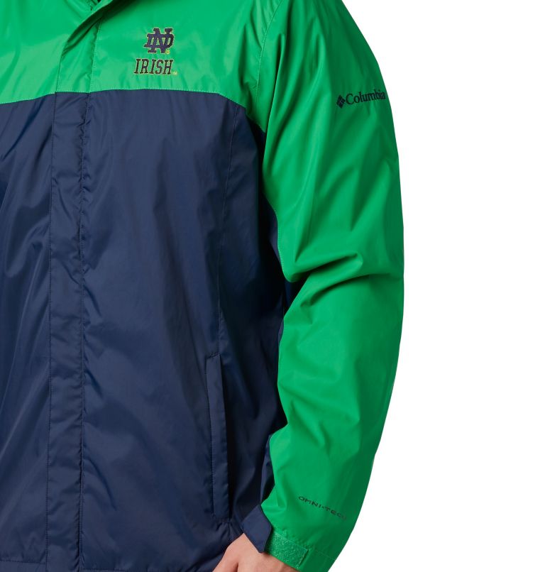 Thumbnail: Men's Collegiate Glennaker Storm Rain Jacket - Notre Dame, Color: ND - Fuse Green, Collegiate Navy, image 3