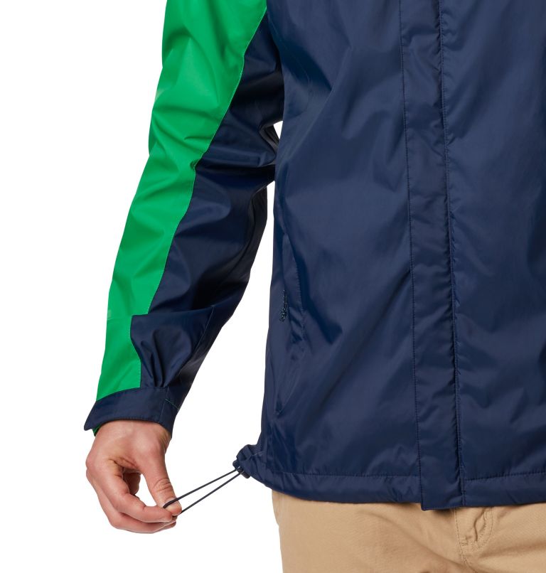 Thumbnail: Men's Collegiate Glennaker Storm Rain Jacket - Notre Dame, Color: ND - Fuse Green, Collegiate Navy, image 4