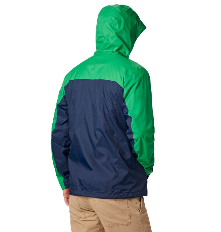 Men's Collegiate Glennaker Storm Rain Jacket - Notre Dame, Color: ND - Fuse Green, Collegiate Navy, image 2