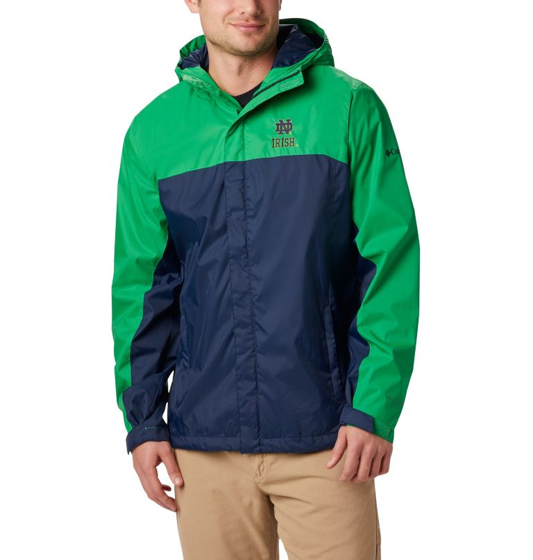 Thumbnail: Men's Collegiate Glennaker Storm Jacket - Notre Dame, Color: ND - Fuse Green, Collegiate Navy, image 1