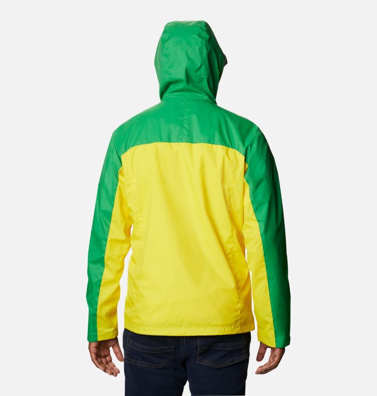 Thumbnail: Men's Collegiate Glennaker Storm Rain Jacket - Oregon, Color: UO - Fuse Green, Yellow Glo, image 2