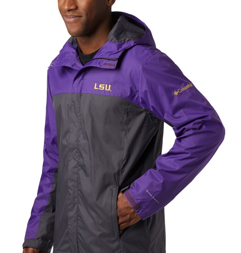 Thumbnail: Men's Collegiate Glennaker Storm Rain Jacket - LSU, Color: LSU - Vivid Purple, Dark Grey, image 5