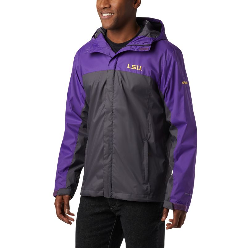 Thumbnail: Men's Collegiate Glennaker Storm Rain Jacket - LSU, Color: LSU - Vivid Purple, Dark Grey, image 1