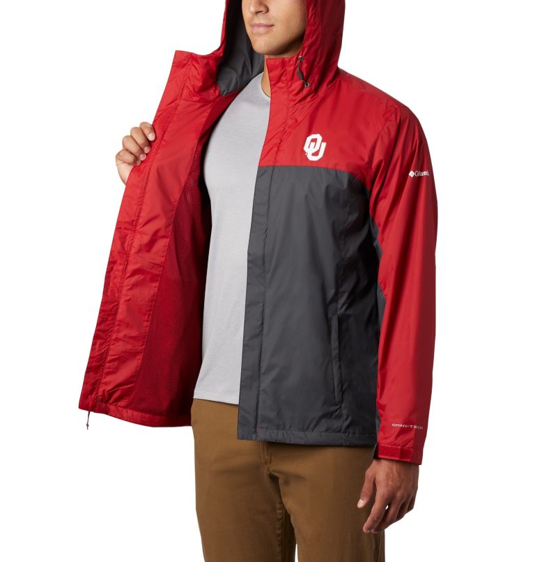 Men's Collegiate Glennaker Storm Rain Jacket - Oklahoma, Color: OK - Red Velvet, Dark Grey, image 5
