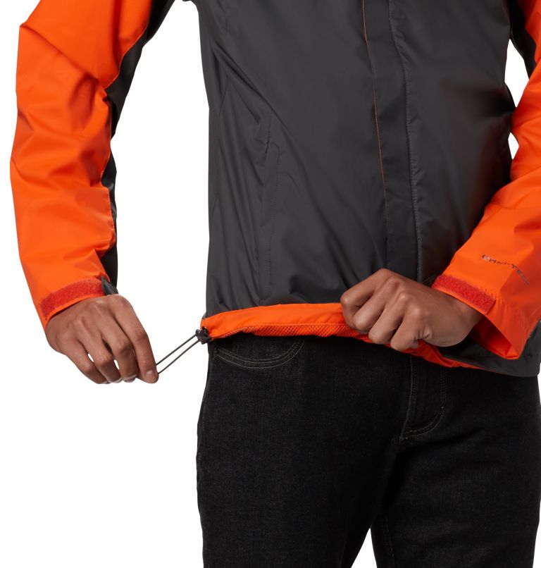 Thumbnail: Men's Collegiate Glennaker Storm Rain Jacket - Clemson, Color: CLE - Spark Orange, Dark Grey, image 4
