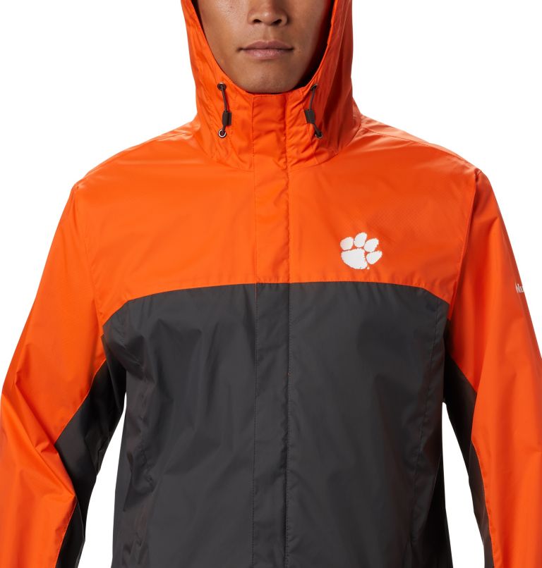 Thumbnail: Men's Collegiate Glennaker Storm Rain Jacket - Clemson, Color: CLE - Spark Orange, Dark Grey, image 6