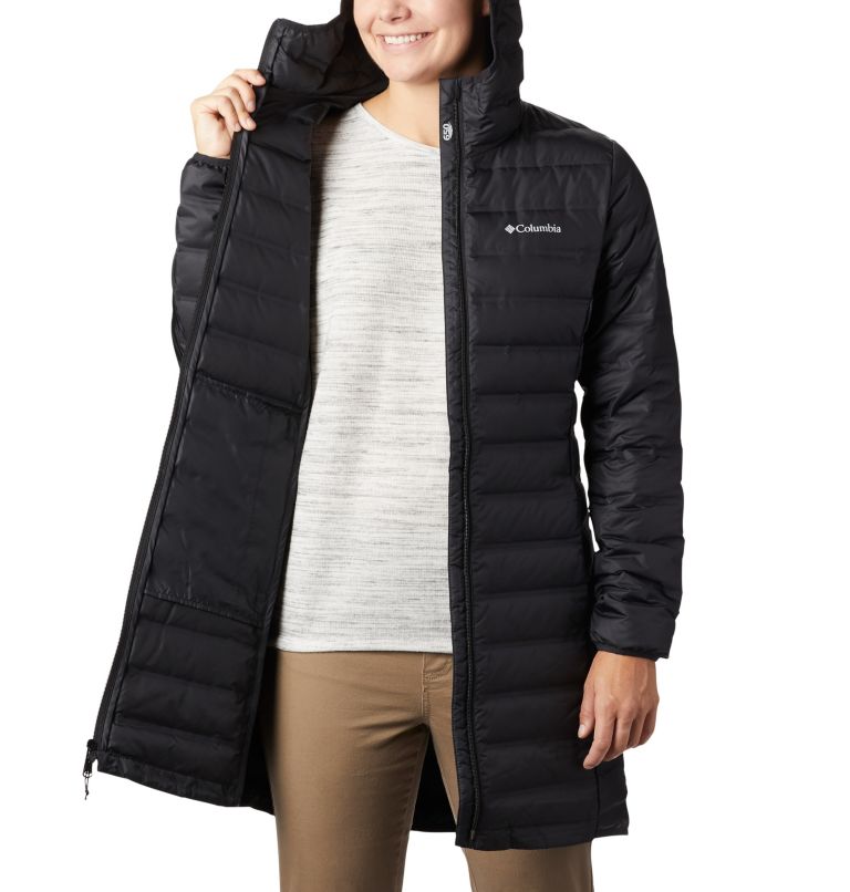 NWT Columbia Women’s Lake 22 Down Long Hooded Jacket Size XL ~ Black 