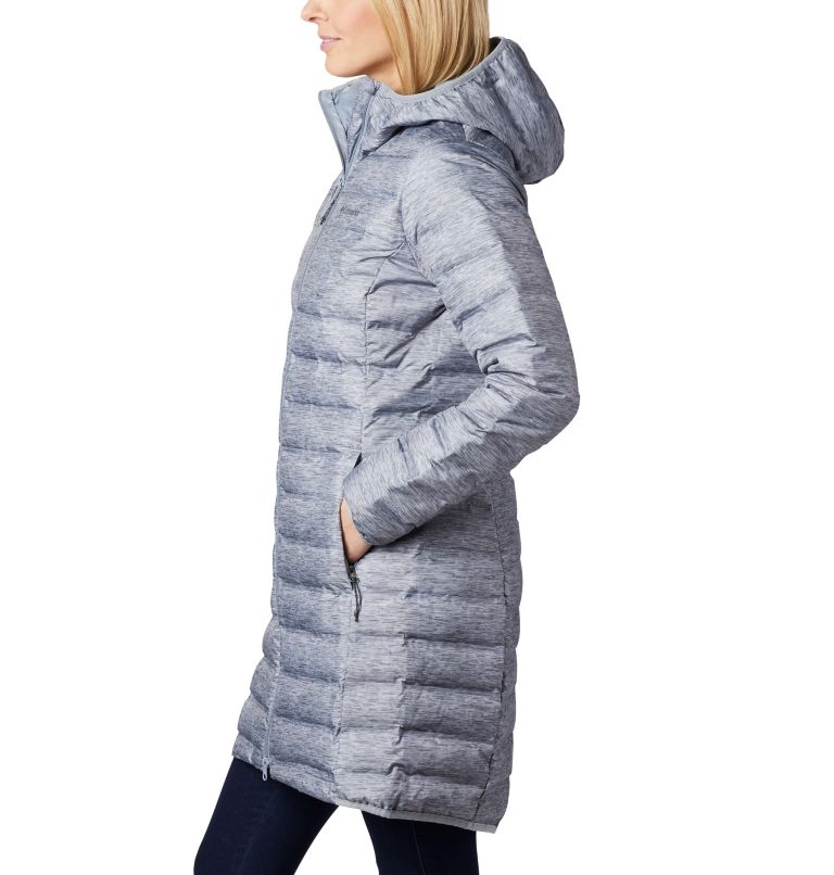 Women's Lake 22 Down Long Hooded Jacket, Color: Tradewinds Grey Heather, image 3