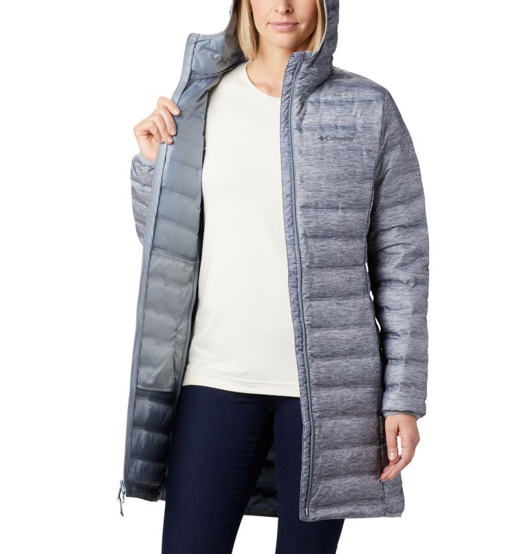 Women's Lake 22 Down Long Hooded Jacket, Color: Tradewinds Grey Heather, image 5