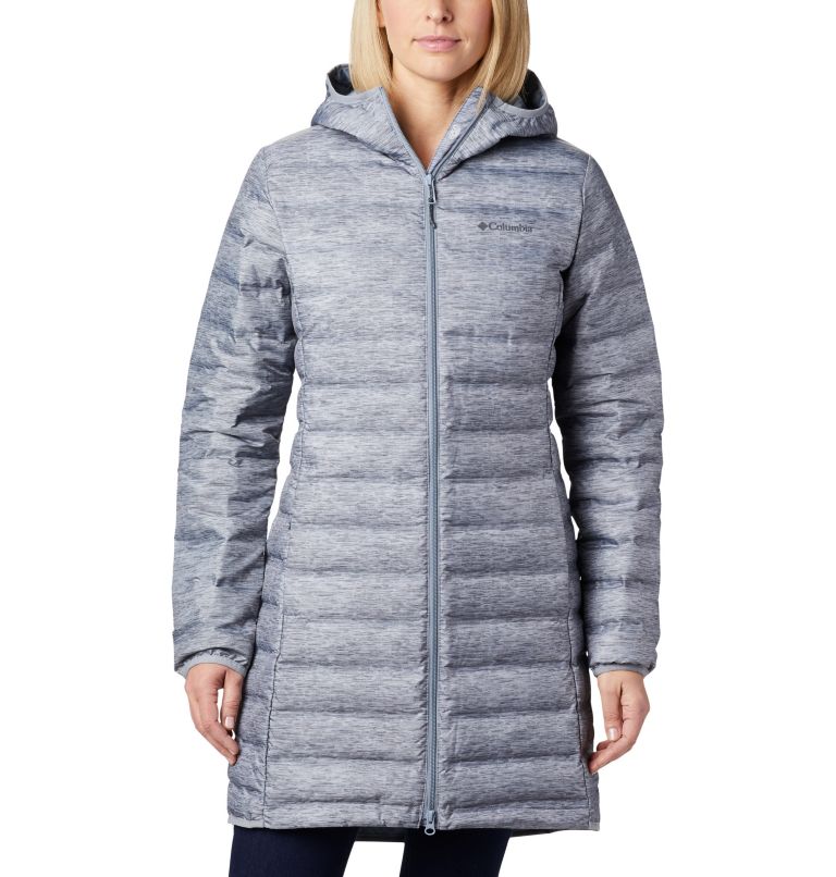 Lake 22 Down Long Hooded Jacket, Color: Tradewinds Grey Heather