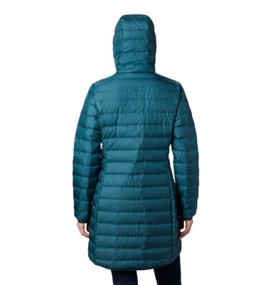 columbia women's mckay lake long hooded down lightweight heatseal jacket