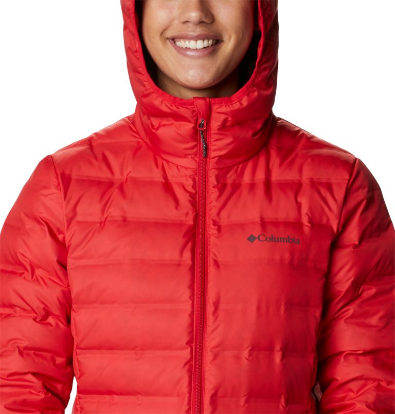 Women's Lake 22 Down Long Hooded Jacket, Color: Red Lily, image 4
