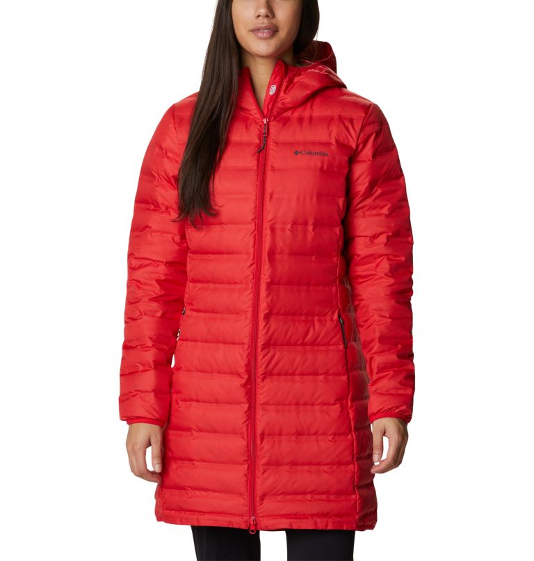 Lake 22 Down Long Hooded Jacket, Color: Red Lily