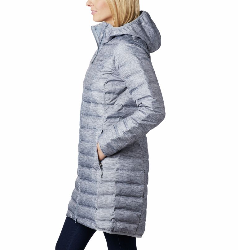 Women's Lake 22 Down Long Hooded Jacket, Color: Tradewinds Grey Heather, image 3