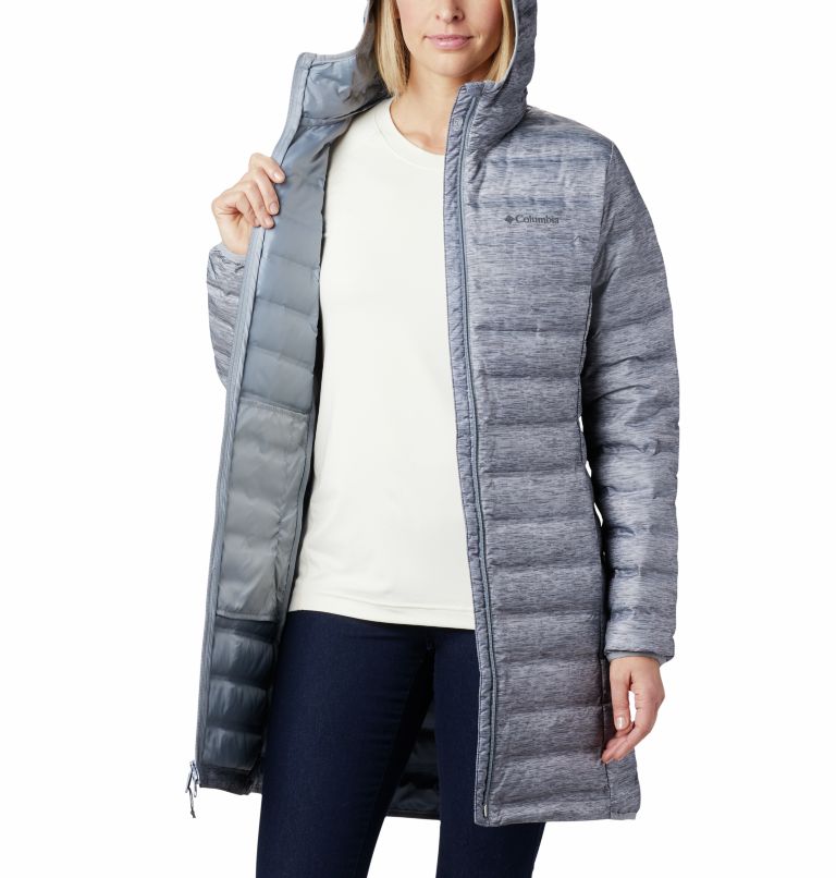 Women's Lake 22 Down Long Hooded Jacket, Color: Tradewinds Grey Heather, image 5