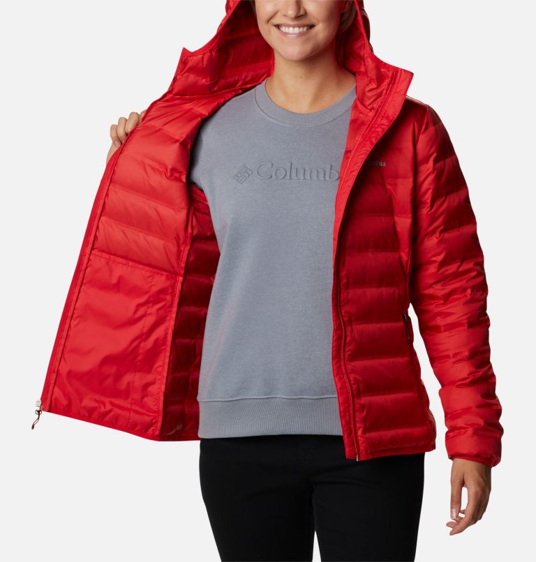 Women's Lake 22 Down Hooded Jacket, Color: Red Lily, image 5