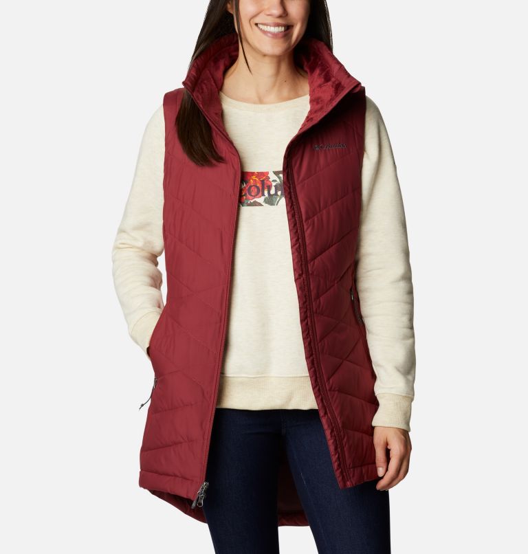 Women's Heavenly Long Vest, Color: Marsala Red, image 1