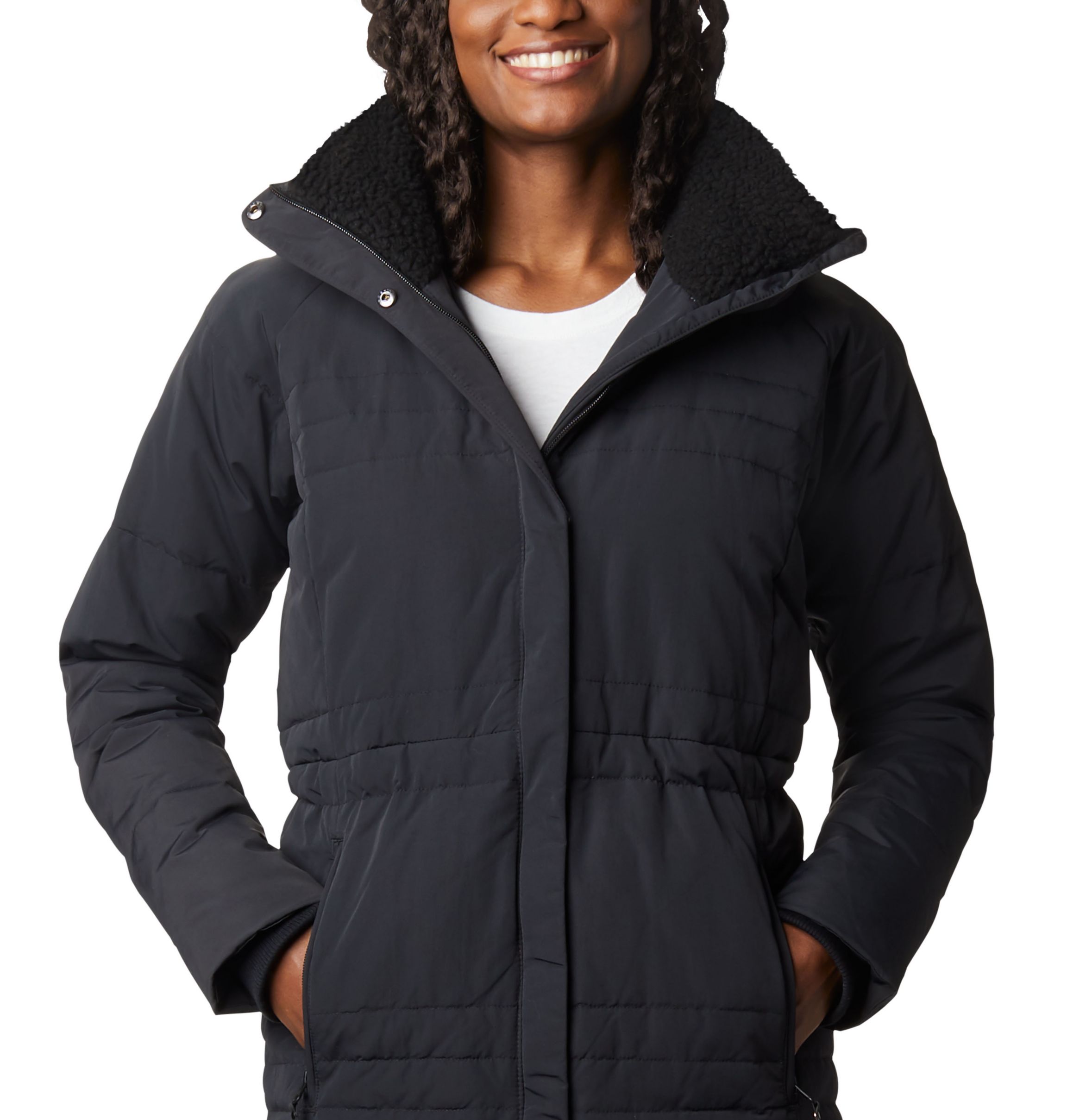 Columbia della fall detachable faux fur trimmed hooded jacket sale