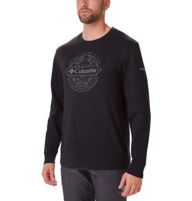 Men's Cades Cove Long Sleeve Graphic T-Shirt Cades Cove&trade; LS Graphic Tee | 011 | S, Black, Faceted Badge, front
