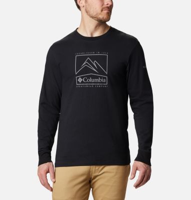 Men's Cades Cove Long Sleeve Graphic T-Shirt Cades Cove&trade; LS Graphic Tee | 011 | S, Black Jagged Peak, front