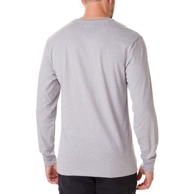 Men's Cades Cove Long Sleeve Graphic T-Shirt Cades Cove&trade; LS Graphic Tee | 011 | S, Columbia Grey Heather, Faceted Badge, back