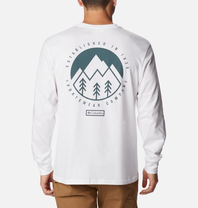 Men's Cades Cove Long Sleeve T-Shirt, Color: White, Outdoor Park, image 2