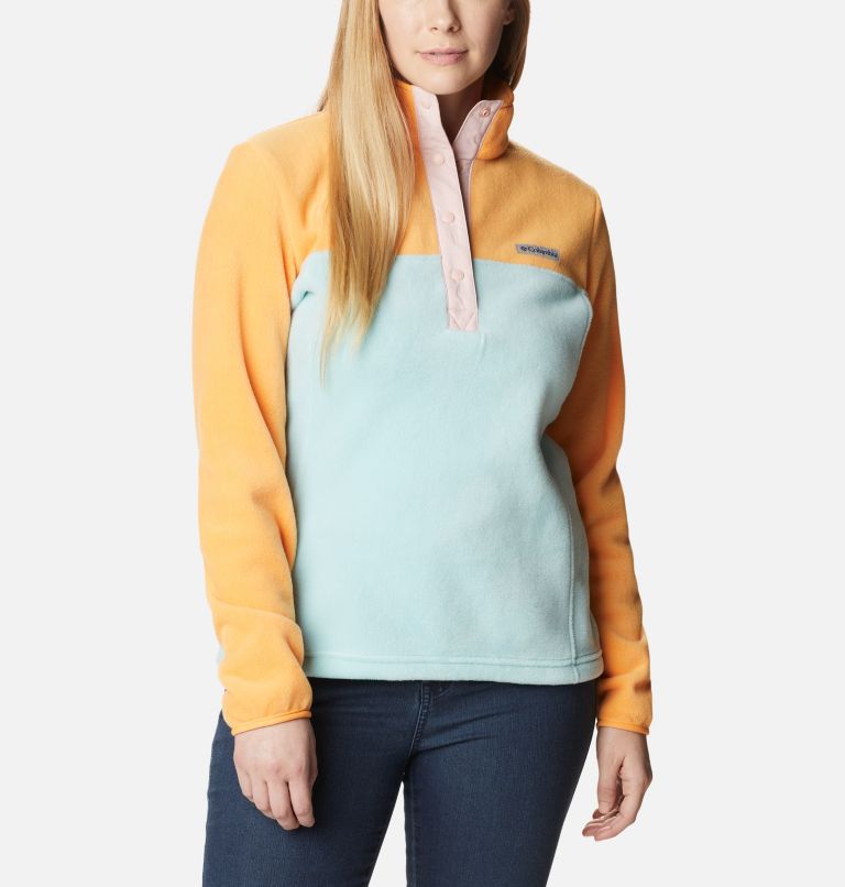 Women's Benton Springs Half Snap Fleece Pullover, Color: Aqua Haze, Sunset Peach, Dusty Pink, image 5