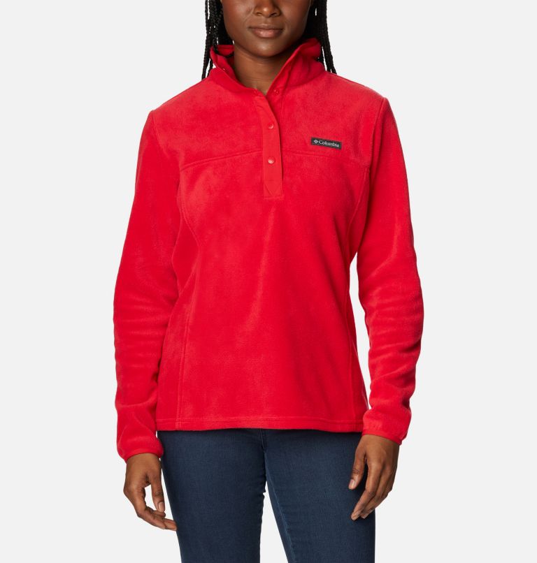 Thumbnail: Women's Benton Springs 1/2 Snap Fleece Pullover - Petite, Color: Red Lily, image 1