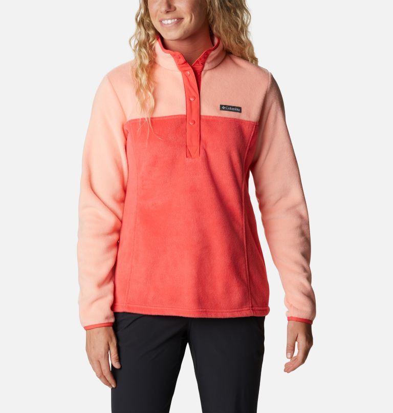 Women's Benton Springs Half Snap Pullover, Color: Red Hibiscus, Coral Reef, image 1