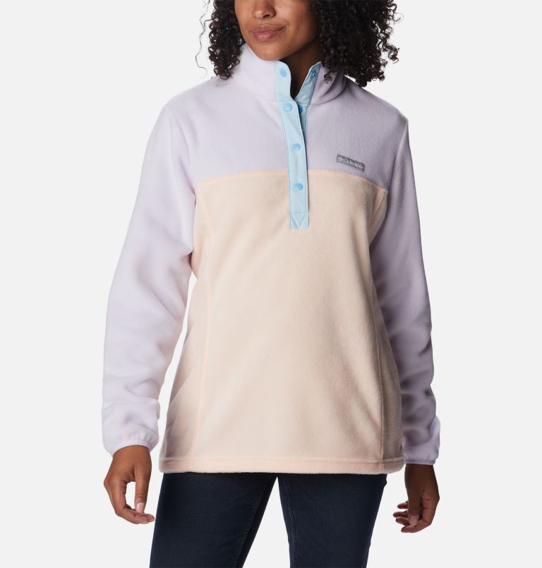 Benton Springs 1/2 Snap Pullover | 891 | L, Color: Peach Blossom, Purple Tint, Spring Blue, image 5