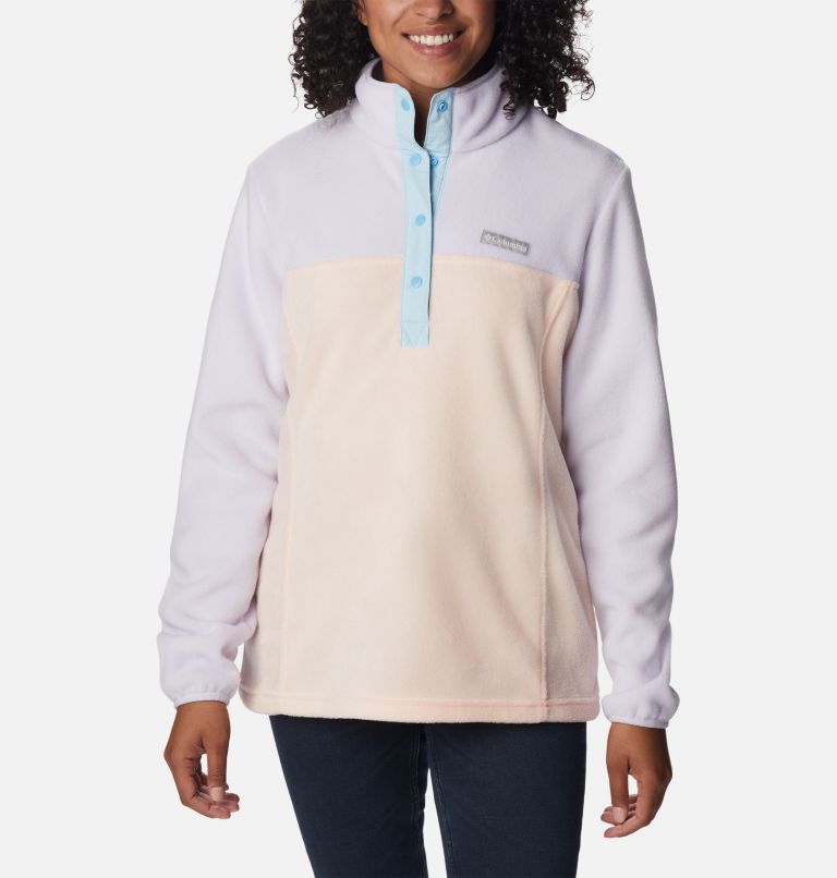 Benton Springs 1/2 Snap Pullover | 891 | L, Color: Peach Blossom, Purple Tint, Spring Blue, image 1