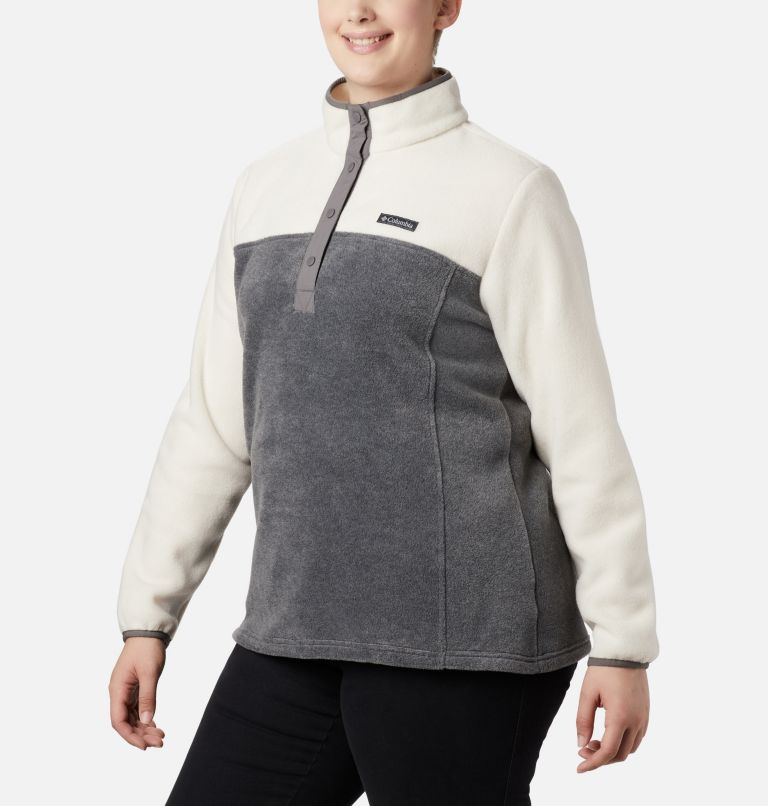 Women's Benton Springs 1/2 Snap Pullover - Plus Size, Color: City Grey Heather, Chalk