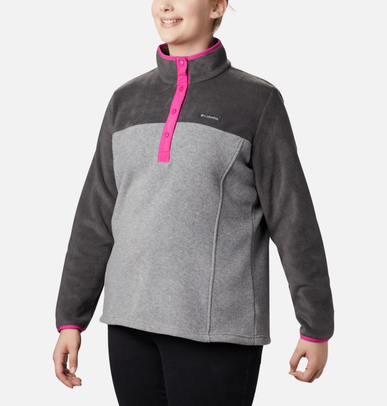 Thumbnail: Women's Benton Springs Half Snap Fleece Pullover - Plus Size, Color: Light Grey Heather, Shark, image 4