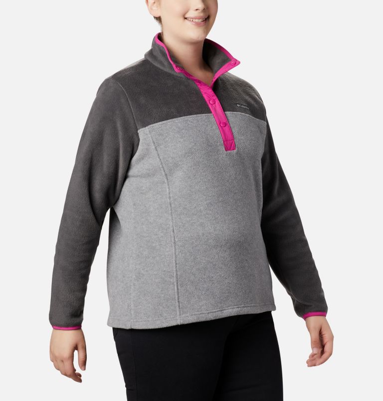 Thumbnail: Women's Benton Springs Half Snap Fleece Pullover - Plus Size, Color: Light Grey Heather, Shark, image 5
