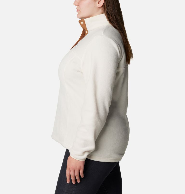 Women's Benton Springs Half Snap Fleece Pullover - Plus Size, Color: Chalk, Chalk, Camel Brown, image 3