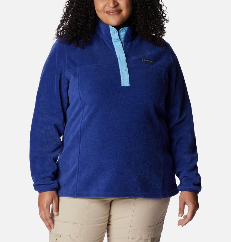Thumbnail: Women's Benton Springs Half Snap Fleece Pullover - Plus Size, Color: Dark Sapphire, Vista Blue, image 1