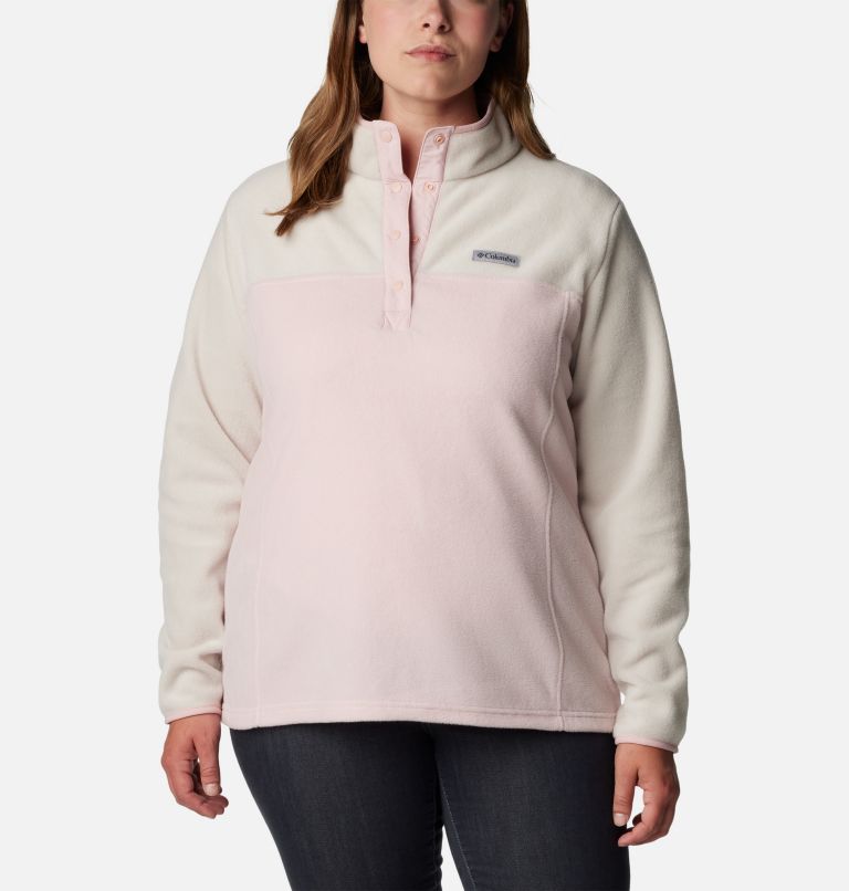 Women's Benton Springs Half Snap Fleece Pullover - Plus Size, Color: Dusty Pink, Dark Stone, Dusty Pink, image 1