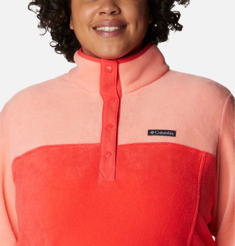 Women's Benton Springs 1/2 Snap Pullover - Plus Size, Color: Red Hibiscus, Coral Reef