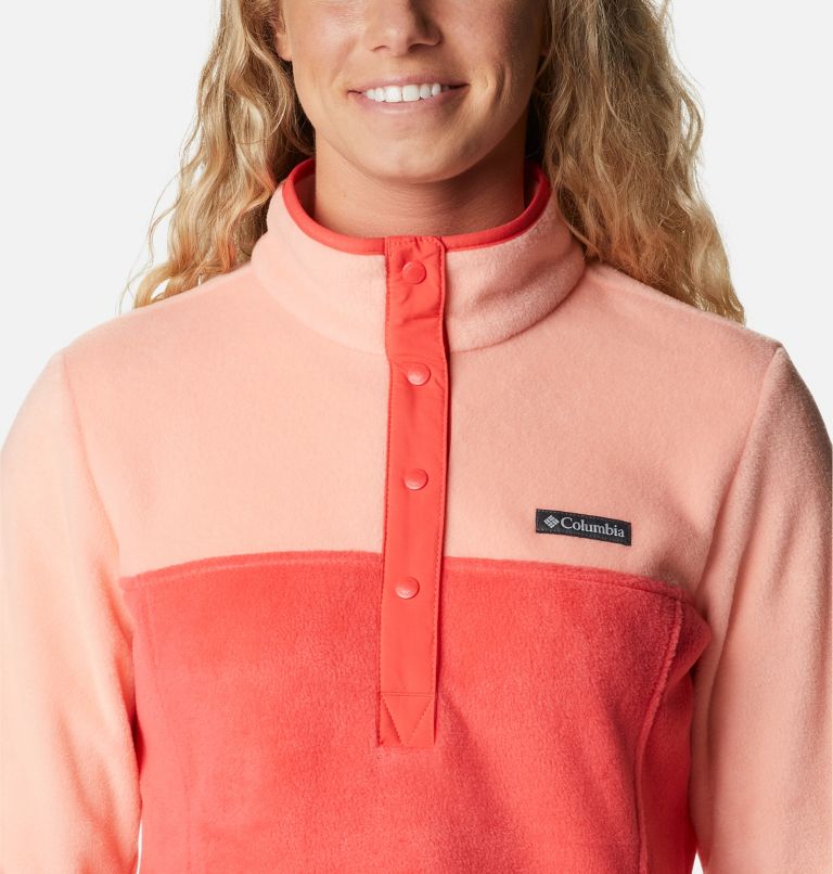 Women's Benton Springs 1/2 Snap Pullover - Petite, Color: Red Hibiscus, Coral Reef, image 4