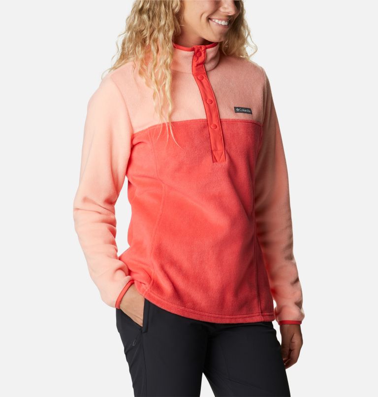 Thumbnail: Women's Benton Springs 1/2 Snap Pullover - Petite, Color: Red Hibiscus, Coral Reef, image 5