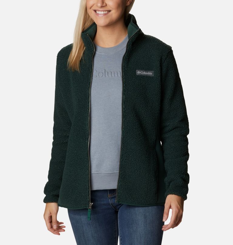 Women's Panorama Sherpa Fleece Jacket, Color: Spruce, image 7