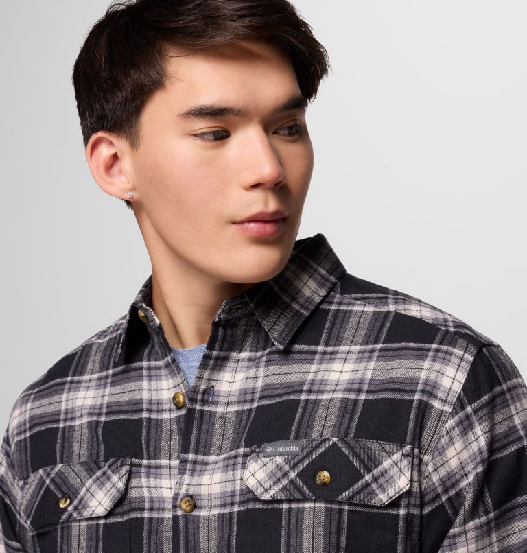 Men's Flare Gun Stretch Flannel Shirt, Color: Black Two Lane Tartan, image 6