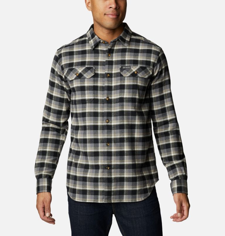 Thumbnail: Men's Flare Gun Stretch Flannel Shirt, Color: Black Shadow Plaid, image 1